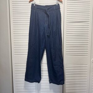 Polo by Ralph Lauren Dark Wash High Rise Wide Leg Belted Blue Denim Jeans Size 6